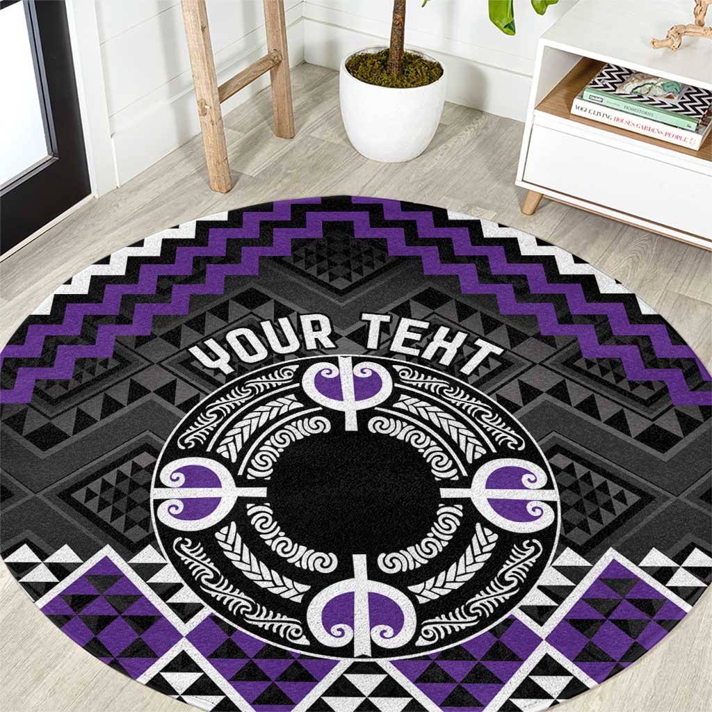 Personalised Aotearoa Niho Taniwha Motif Round Carpet Violet Style