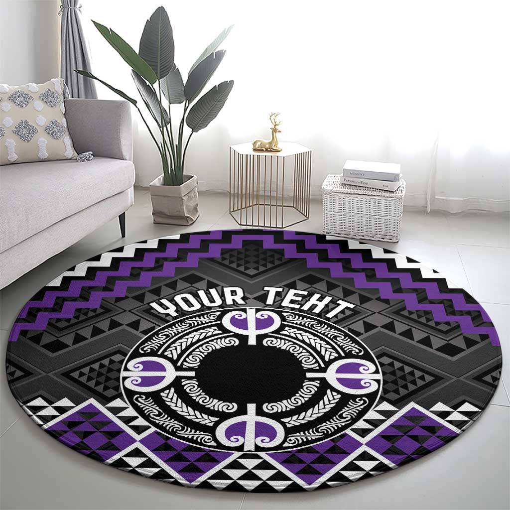 Personalised Aotearoa Niho Taniwha Motif Round Carpet Violet Style