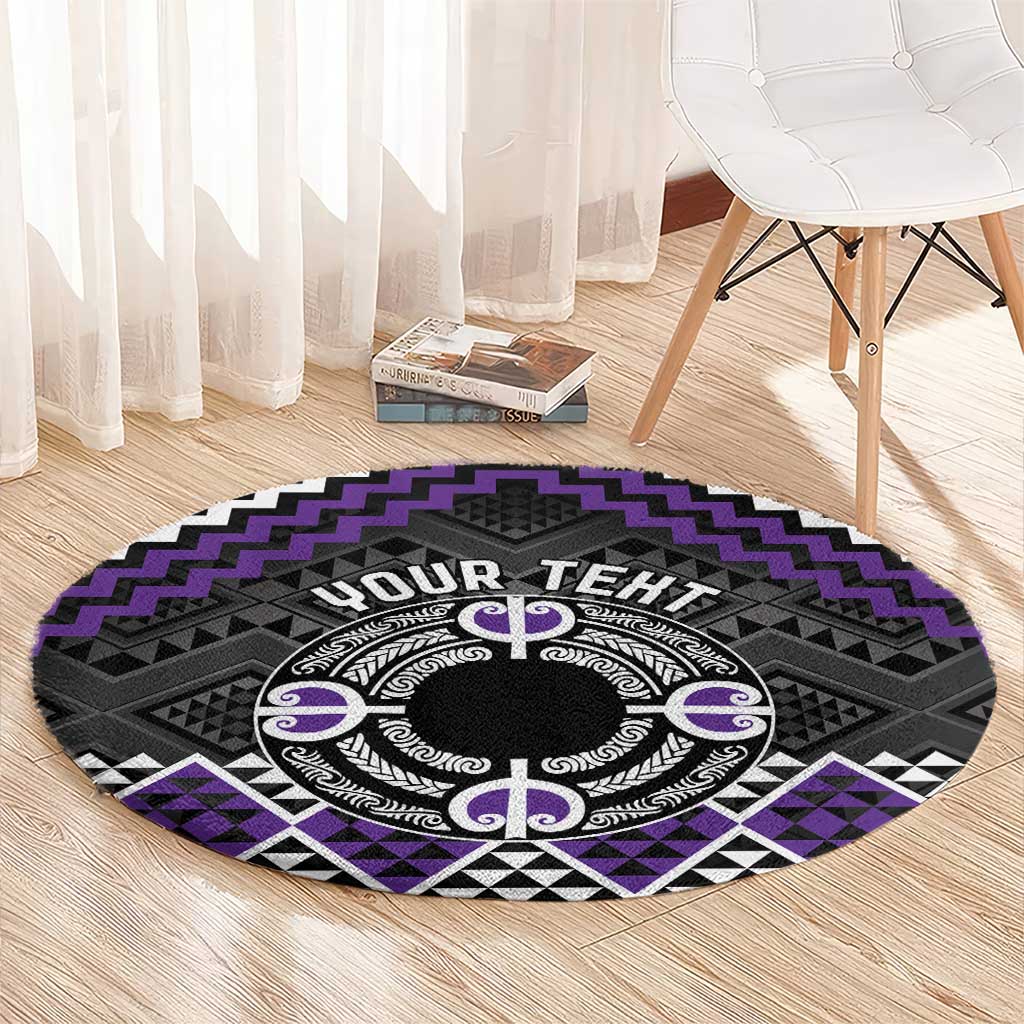 Personalised Aotearoa Niho Taniwha Motif Round Carpet Violet Style