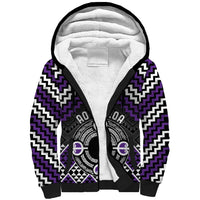 Personalised Aotearoa Niho Taniwha Motif Sherpa Hoodie Violet Style LT9 Unisex Violet - Polynesian Pride