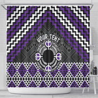 Personalised Aotearoa Niho Taniwha Motif Shower Curtain Violet Style