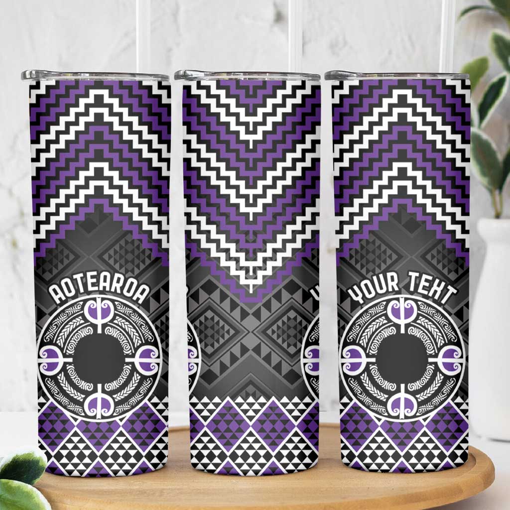 Personalised Aotearoa Niho Taniwha Motif Skinny Tumbler Violet Style