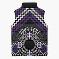 Personalised Aotearoa Niho Taniwha Motif Sleeveless Puffer Jacket Violet Style - Polynesian Pride