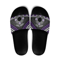 Personalised Aotearoa Niho Taniwha Motif Slide Sandals Violet Style - Polynesian Pride