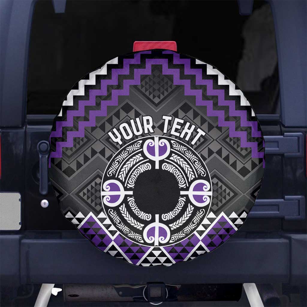 Personalised Aotearoa Niho Taniwha Motif Spare Tire Cover Violet Style LT9 No hole Violet - Polynesian Pride