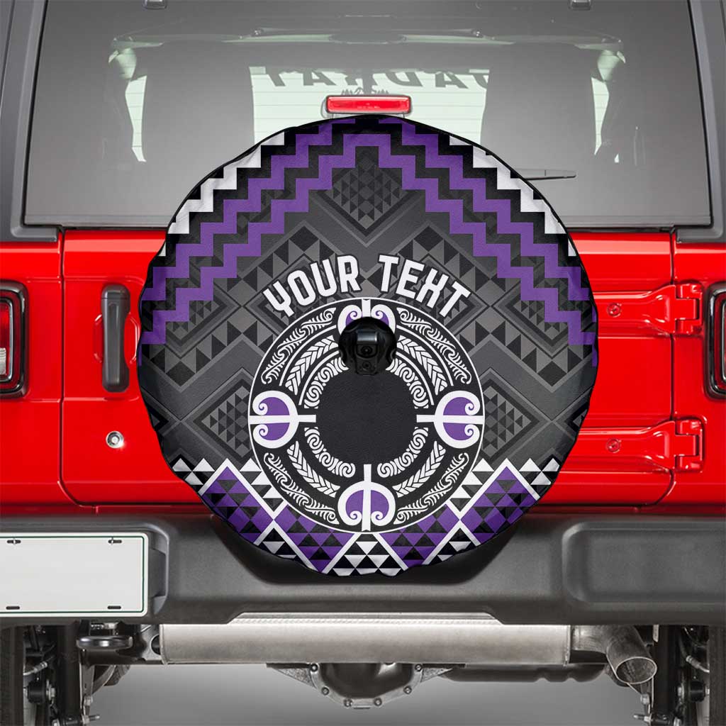 Personalised Aotearoa Niho Taniwha Motif Spare Tire Cover Violet Style LT9 - Polynesian Pride