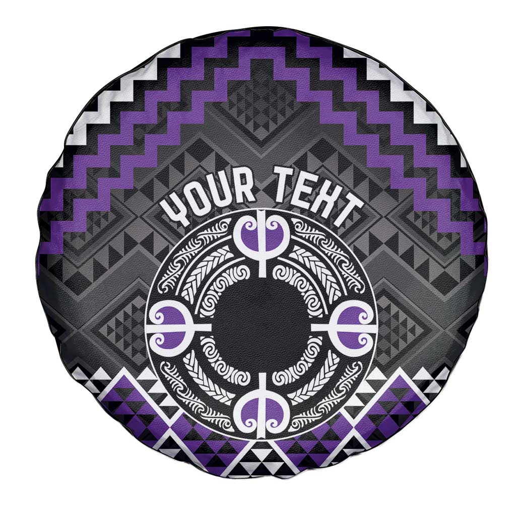 Personalised Aotearoa Niho Taniwha Motif Spare Tire Cover Violet Style LT9 - Polynesian Pride