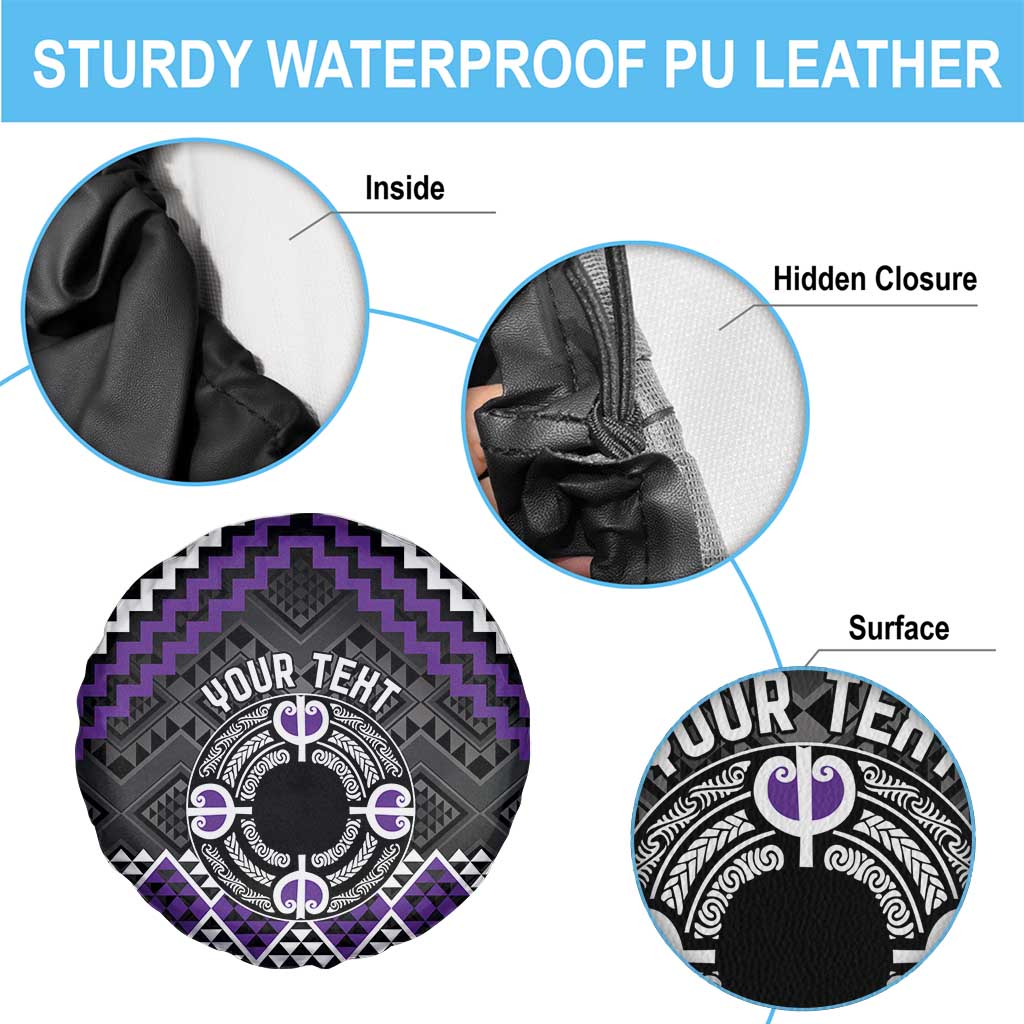 Personalised Aotearoa Niho Taniwha Motif Spare Tire Cover Violet Style LT9 - Polynesian Pride