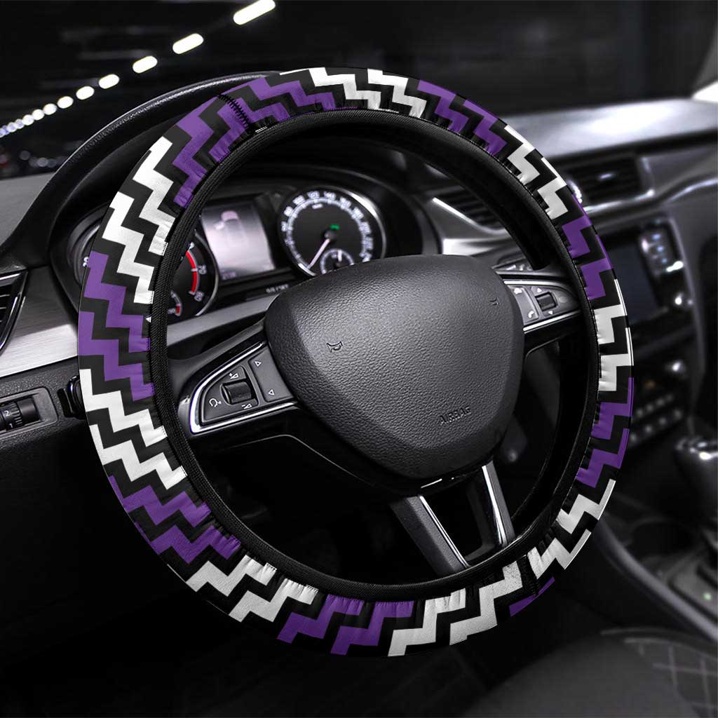 Aotearoa Niho Taniwha Motif Steering Wheel Cover Violet Style LT9 Universal Fit Violet - Polynesian Pride