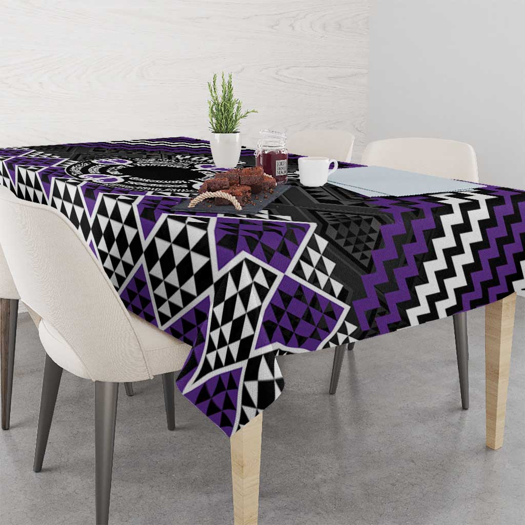 Personalised Aotearoa Niho Taniwha Motif Tablecloth Violet Style LT9 - Polynesian Pride