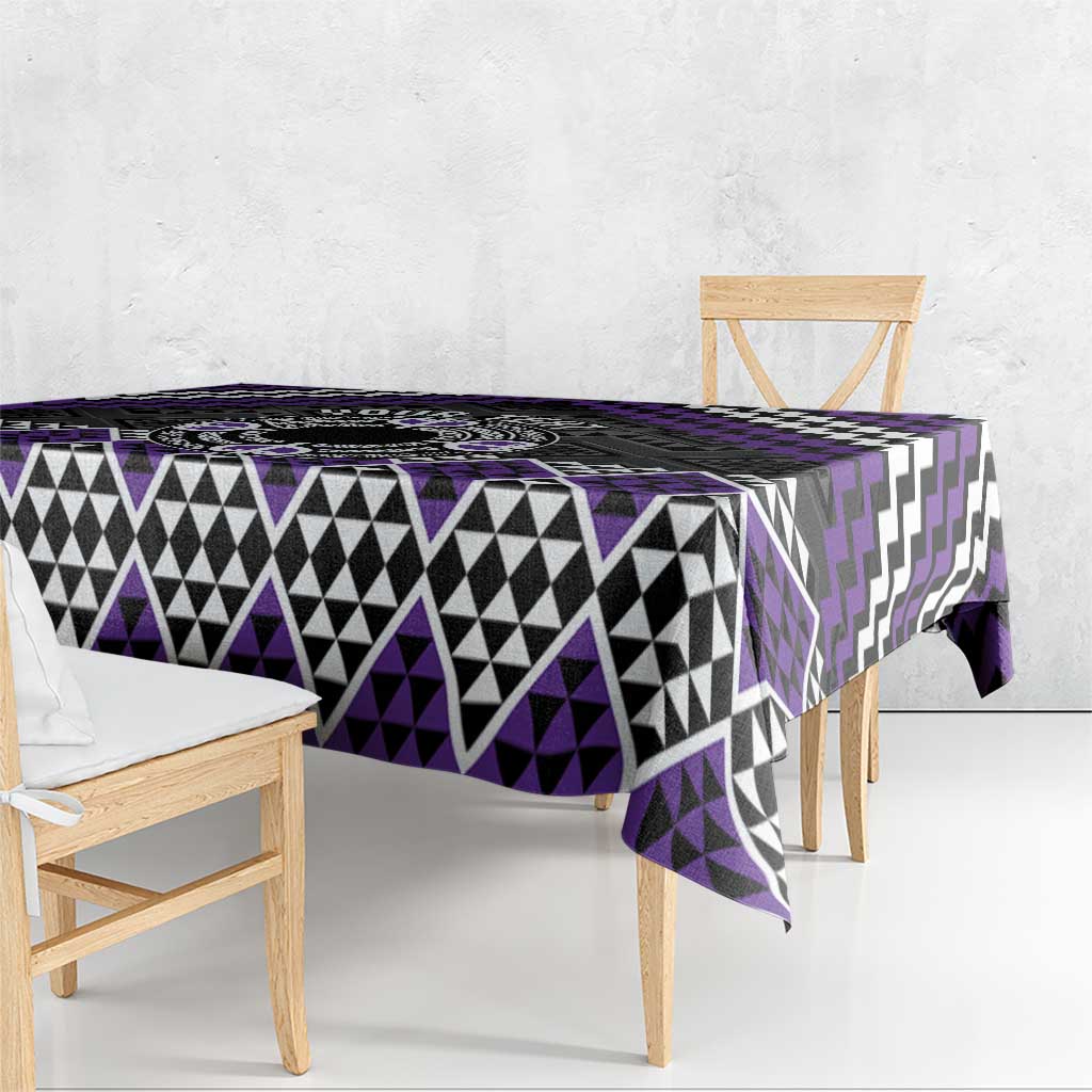 Personalised Aotearoa Niho Taniwha Motif Tablecloth Violet Style LT9 - Polynesian Pride