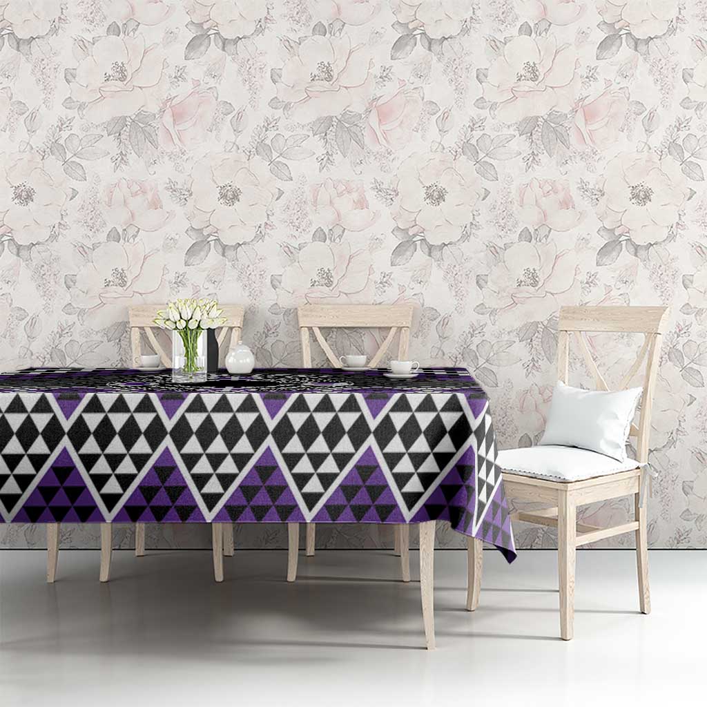 Personalised Aotearoa Niho Taniwha Motif Tablecloth Violet Style LT9 - Polynesian Pride