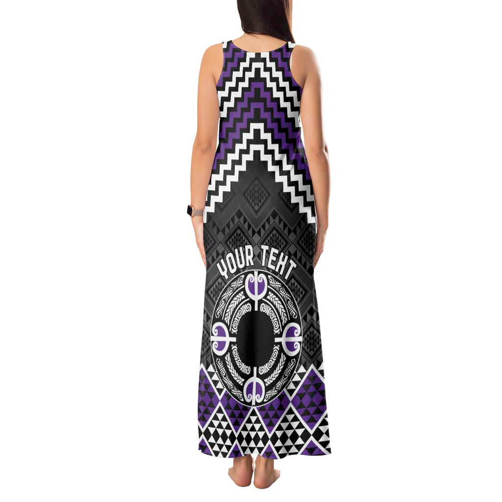 Personalised Aotearoa Niho Taniwha Motif Tank Maxi Dress Violet Style LT9 - Polynesian Pride