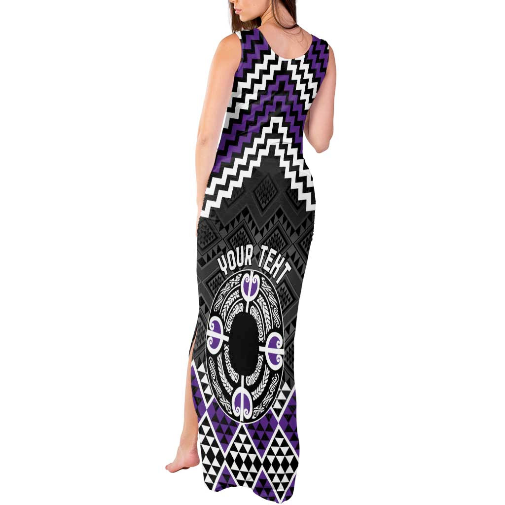 Personalised Aotearoa Niho Taniwha Motif Tank Maxi Dress Violet Style LT9 - Polynesian Pride