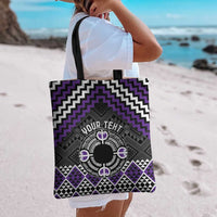 Personalised Aotearoa Niho Taniwha Motif Tote Bag Violet Style - Polynesian Pride