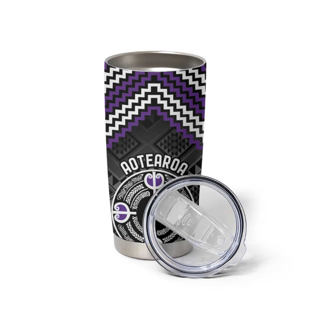 Personalised Aotearoa Niho Taniwha Motif Tumbler Cup Violet Style LT9 - Polynesian Pride