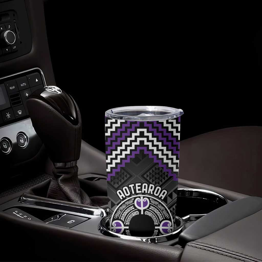 Personalised Aotearoa Niho Taniwha Motif Tumbler Cup Violet Style LT9 - Polynesian Pride
