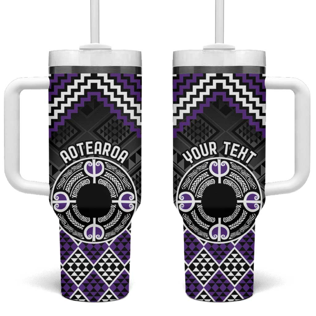 Personalised Aotearoa Niho Taniwha Motif Tumbler With Handle Violet Style LT9 One Size: 40 oz Violet - Polynesian Pride