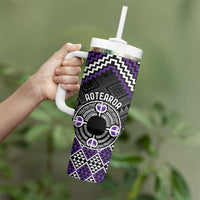 Personalised Aotearoa Niho Taniwha Motif Tumbler With Handle Violet Style LT9 - Polynesian Pride