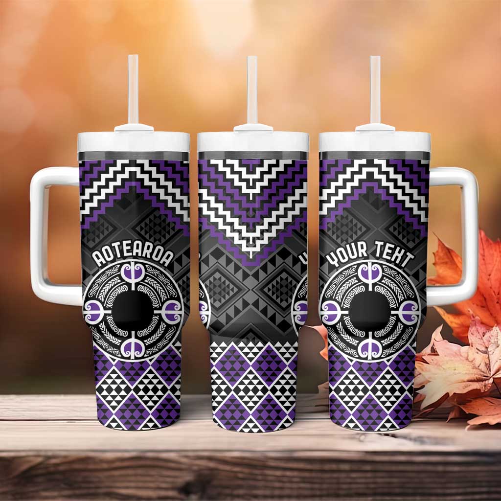 Personalised Aotearoa Niho Taniwha Motif Tumbler With Handle Violet Style LT9 - Polynesian Pride