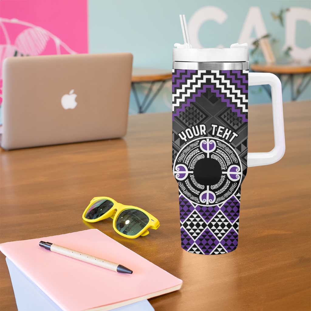 Personalised Aotearoa Niho Taniwha Motif Tumbler With Handle Violet Style LT9 - Polynesian Pride