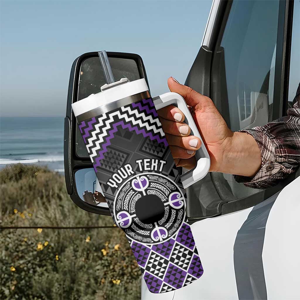 Personalised Aotearoa Niho Taniwha Motif Tumbler With Handle Violet Style LT9 - Polynesian Pride