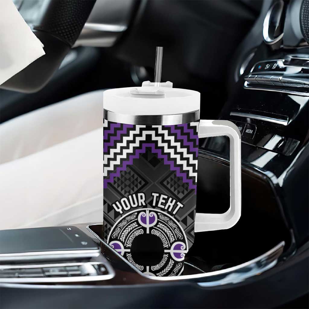 Personalised Aotearoa Niho Taniwha Motif Tumbler With Handle Violet Style LT9 - Polynesian Pride