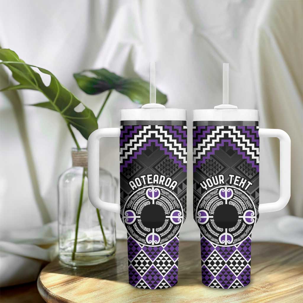 Personalised Aotearoa Niho Taniwha Motif Tumbler With Handle Violet Style LT9 - Polynesian Pride