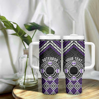 Personalised Aotearoa Niho Taniwha Motif Tumbler With Handle Violet Style LT9 - Polynesian Pride
