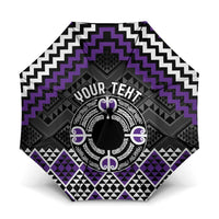 Personalised Aotearoa Niho Taniwha Motif Umbrella Violet Style - Polynesian Pride