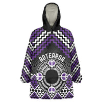 Personalised Aotearoa Niho Taniwha Motif Wearable Blanket Hoodie Violet Style LT9 One Size Violet - Polynesian Pride
