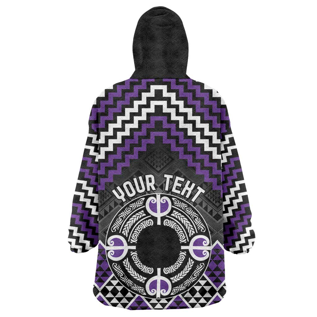Personalised Aotearoa Niho Taniwha Motif Wearable Blanket Hoodie Violet Style LT9 - Polynesian Pride