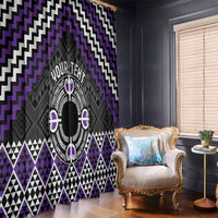 Personalised Aotearoa Niho Taniwha Motif Window Curtain Violet Style LT9 - Polynesian Pride