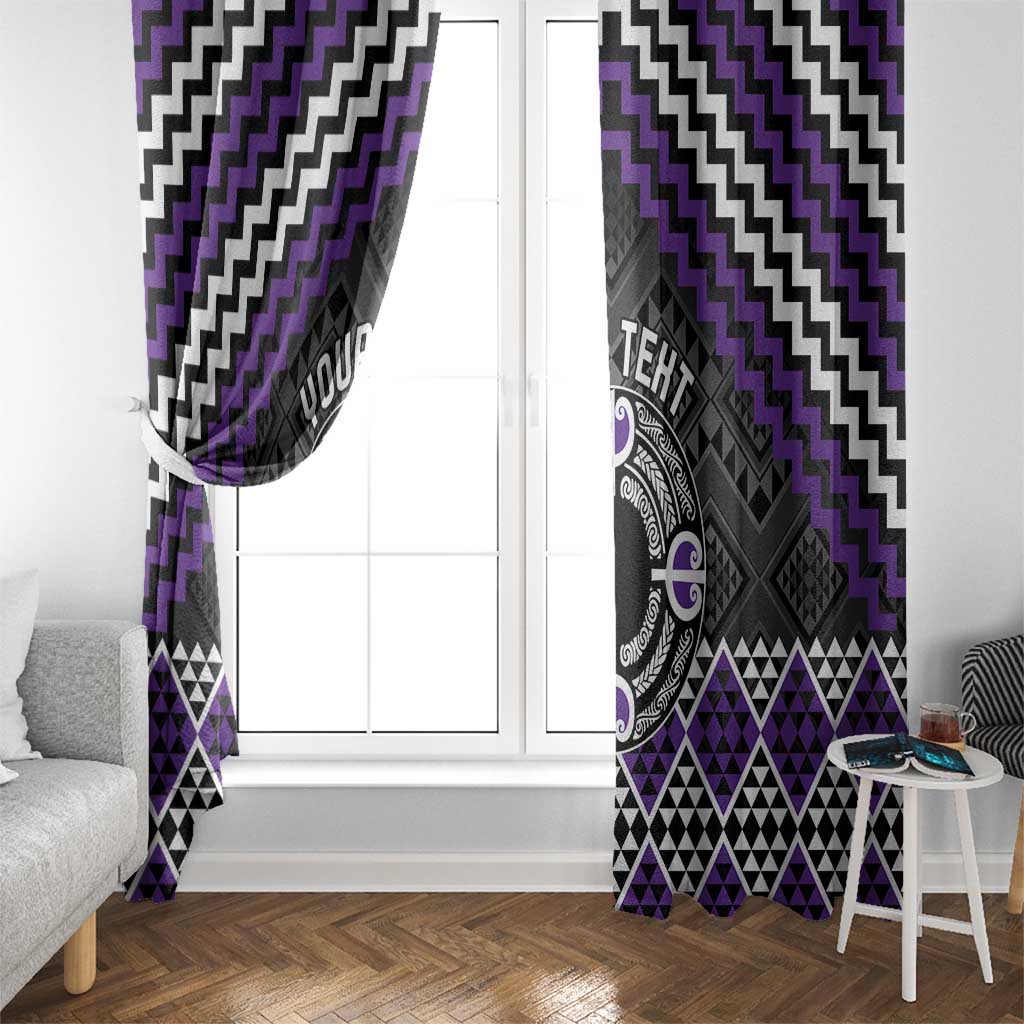 Personalised Aotearoa Niho Taniwha Motif Window Curtain Violet Style LT9 - Polynesian Pride
