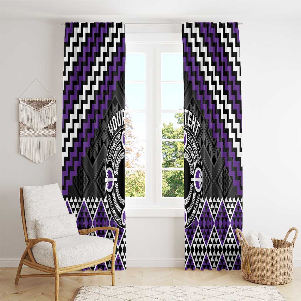 Personalised Aotearoa Niho Taniwha Motif Window Curtain Violet Style LT9 - Polynesian Pride