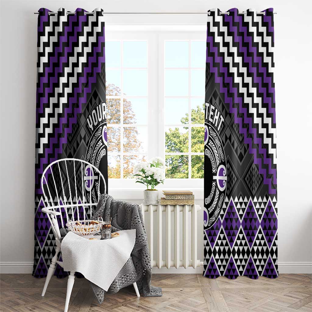 Personalised Aotearoa Niho Taniwha Motif Window Curtain Violet Style LT9 - Polynesian Pride