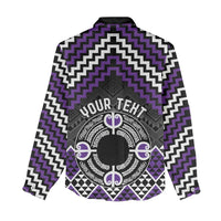 Personalised Aotearoa Niho Taniwha Motif Women Casual Shirt Violet Style
