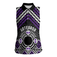 Personalised Aotearoa Niho Taniwha Motif Women Sleeveless Polo Shirt Violet Style