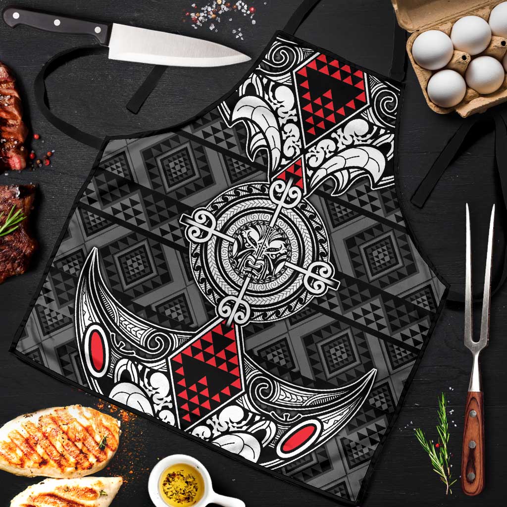 Black Aotearoa Taniko Motif Apron Vintage Maori New Zealand Tribal Art Pattern - Polynesian Pride