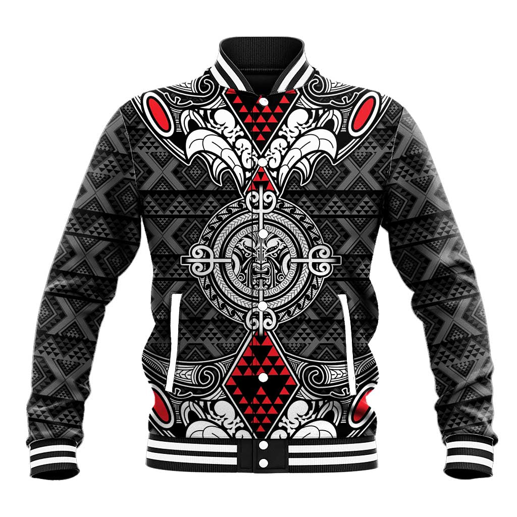 Black Aotearoa Tanilo Motif Baseball Jacket Vintage Maori New Zealand Tribal Art Pattern LT9 Unisex Black - Polynesian Pride