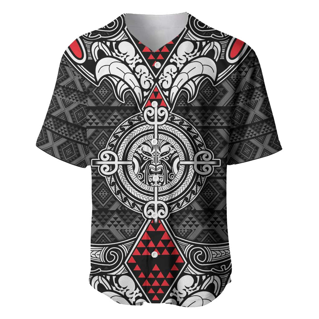 Black Aotearoa Tanilo Motif Baseball Jersey Vintage Maori New Zealand Tribal Art Pattern