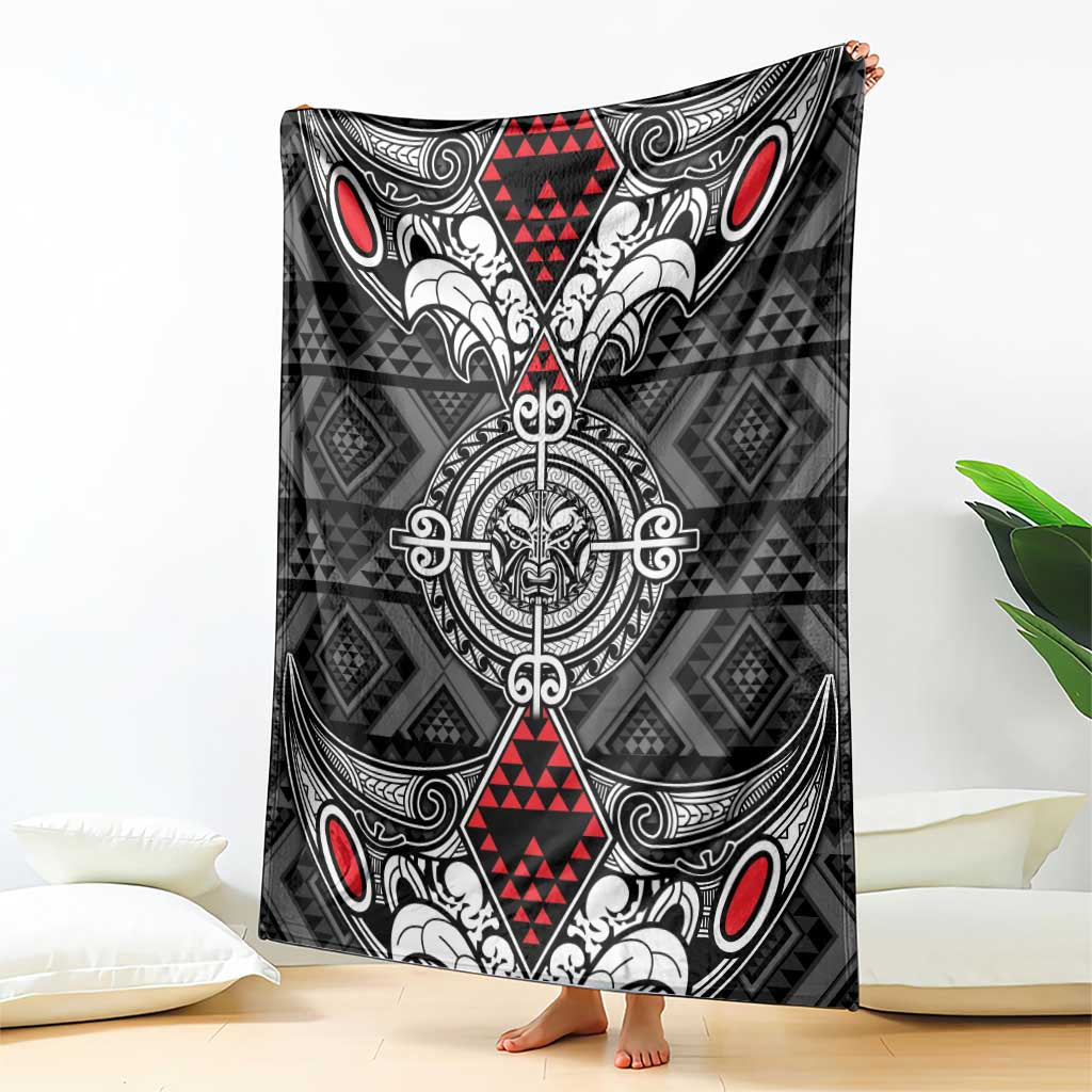 Black Aotearoa Taniko Motif Blanket Vintage Maori New Zealand Tribal Art Pattern LT9 - Polynesian Pride