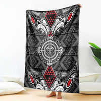 Black Aotearoa Taniko Motif Blanket Vintage Maori New Zealand Tribal Art Pattern LT9 - Polynesian Pride