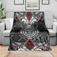 Black Aotearoa Taniko Motif Blanket Vintage Maori New Zealand Tribal Art Pattern LT9 - Polynesian Pride