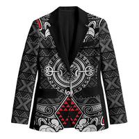 Black Aotearoa Taniko Motif Blazer Vintage Maori New Zealand Tribal Art Pattern - Polynesian Pride