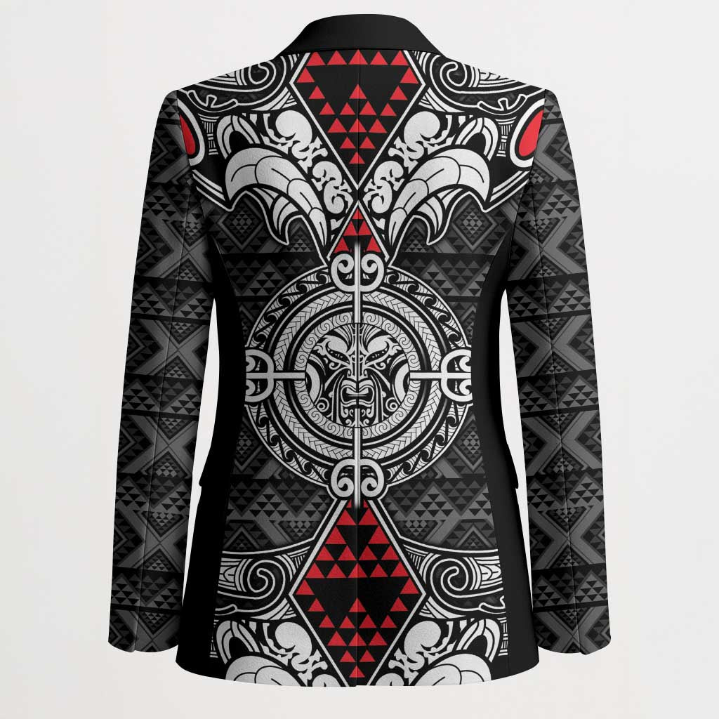 Black Aotearoa Taniko Motif Blazer Vintage Maori New Zealand Tribal Art Pattern - Polynesian Pride