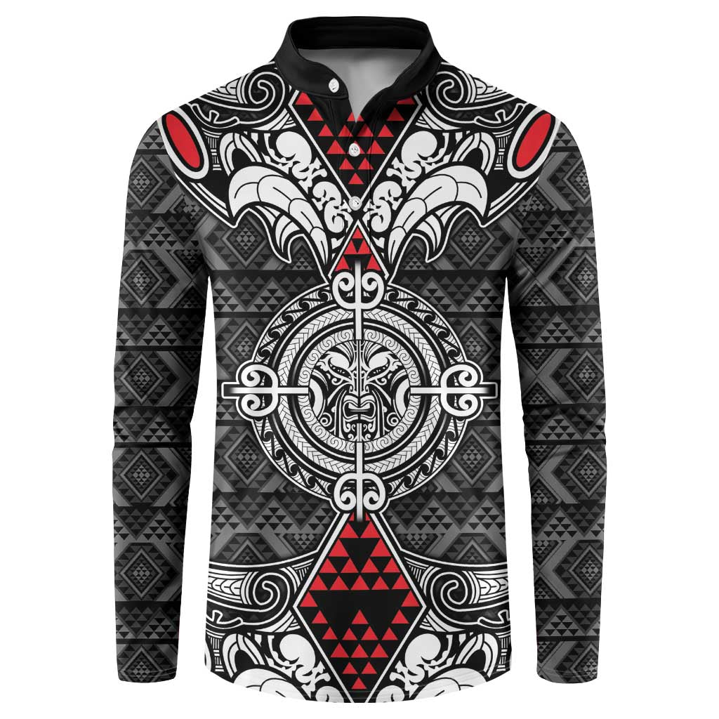 Black Aotearoa Tanilo Motif Button Sweatshirt Vintage Maori New Zealand Tribal Art Pattern LT9 Black - Polynesian Pride