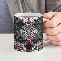 Black Aotearoa Taniko Motif Ceramic Mug Vintage Maori New Zealand Tribal Art Pattern - Polynesian Pride
