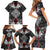 Black Aotearoa Tanilo Motif Family Matching Short Sleeve Bodycon Dress and Hawaiian Shirt Vintage Maori New Zealand Tribal Art Pattern