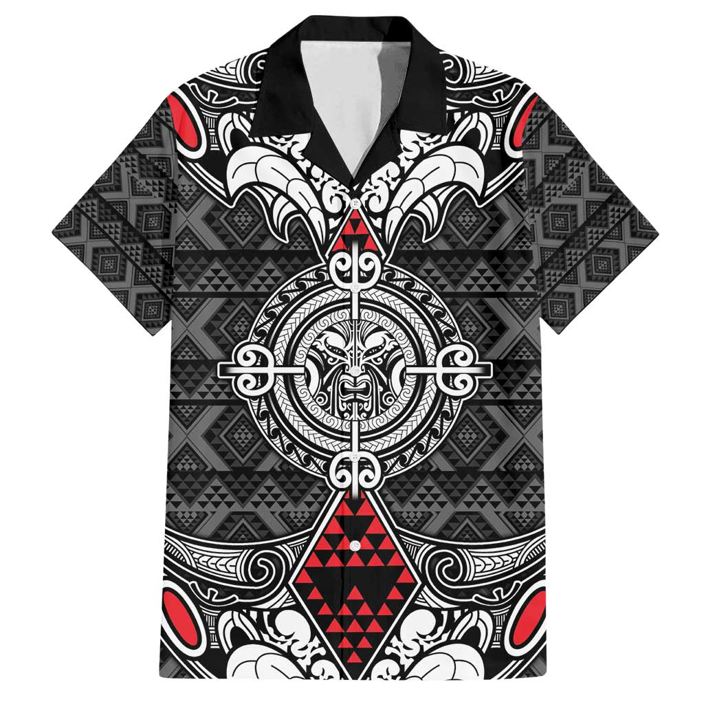 Black Aotearoa Tanilo Motif Family Matching Summer Maxi Dress and Hawaiian Shirt Vintage Maori New Zealand Tribal Art Pattern